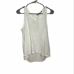 Athleta White Tank Top Opening Detail On the Back 100% Linen Size M